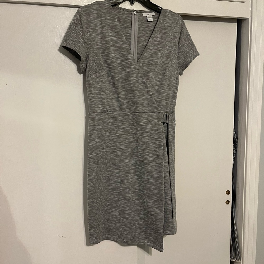 Short Sleeve Faux Wrap Grey Dress Sz Medium